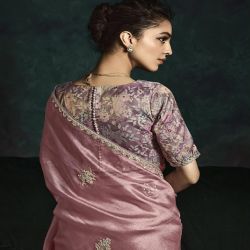 Fancy Based Fabric, Crushed Tissue, Hand Embroidered